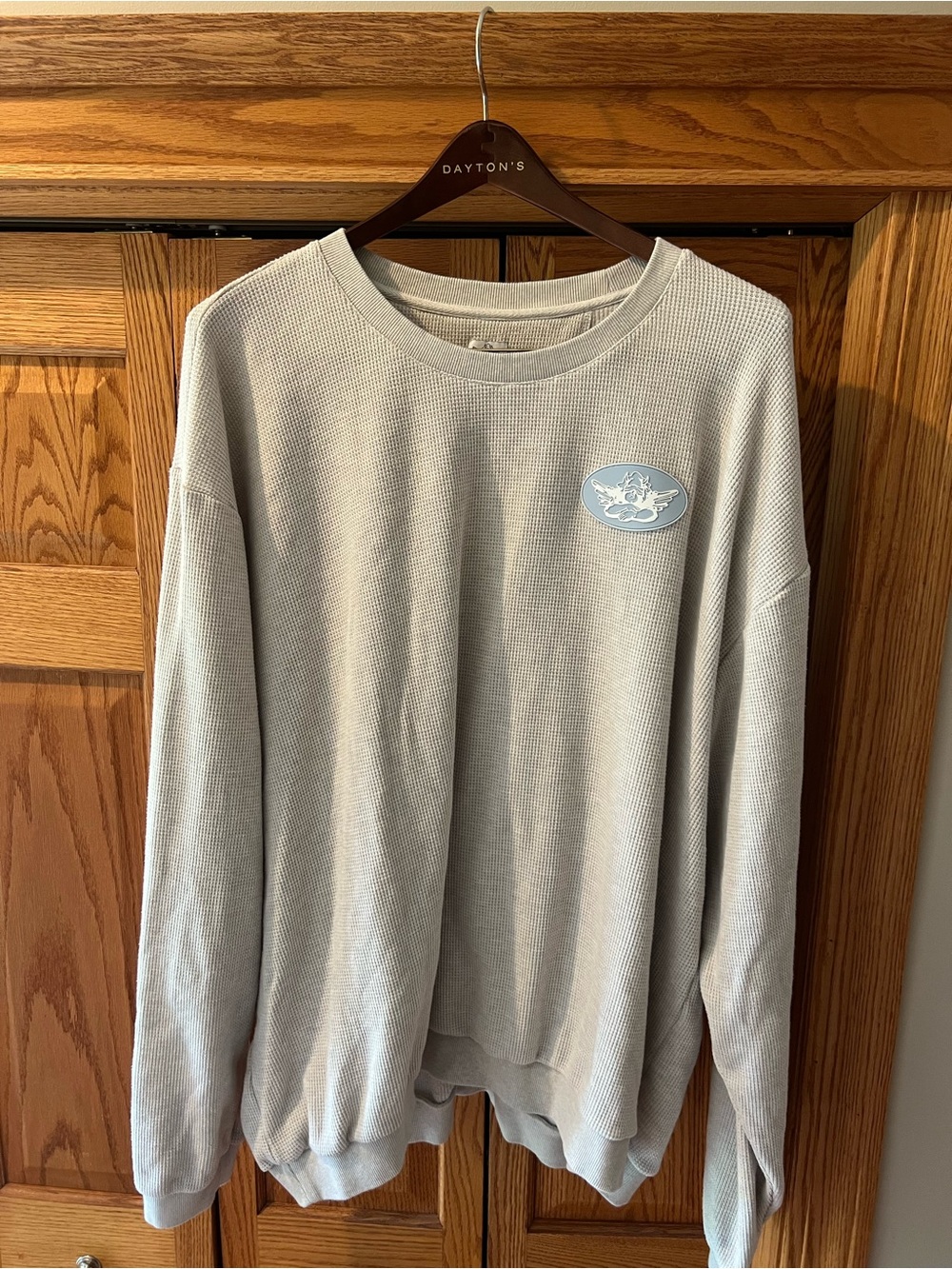 Boys Lie Crewneck Waffle Knit Sweater - Light Gray
